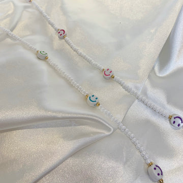 Cadena Chaquiron y Happy Face Blanca